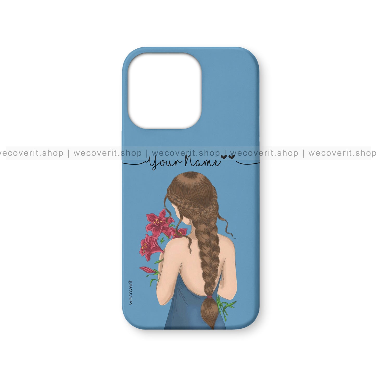 Girl With Flowers In Blue BG Girl Illustration Mobile Cover