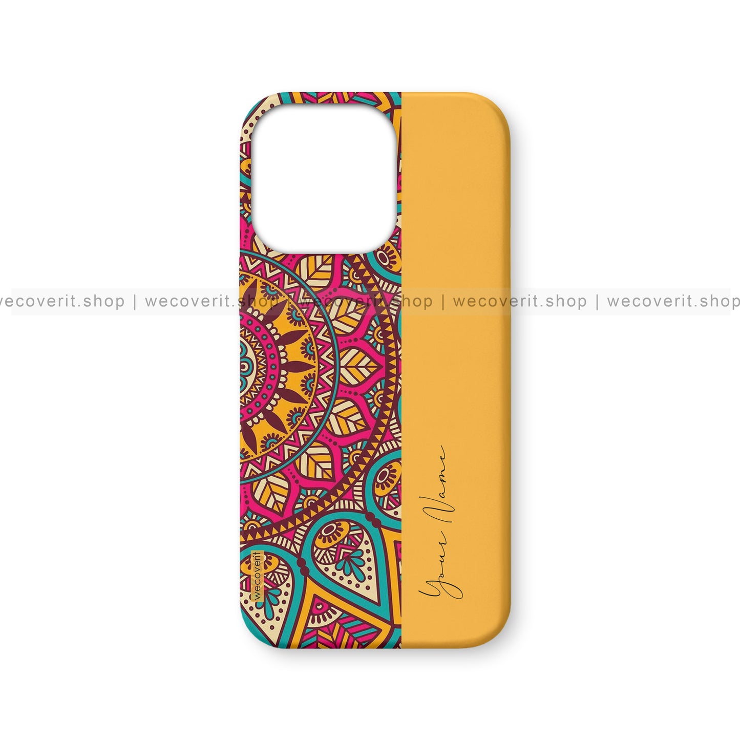Yellow Mandala Art Name Mobile Cover