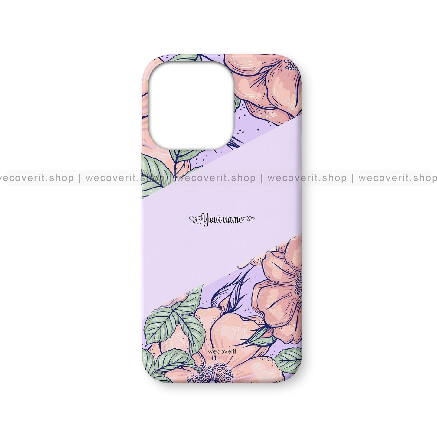 Floral Half Print Name Mobile Cover