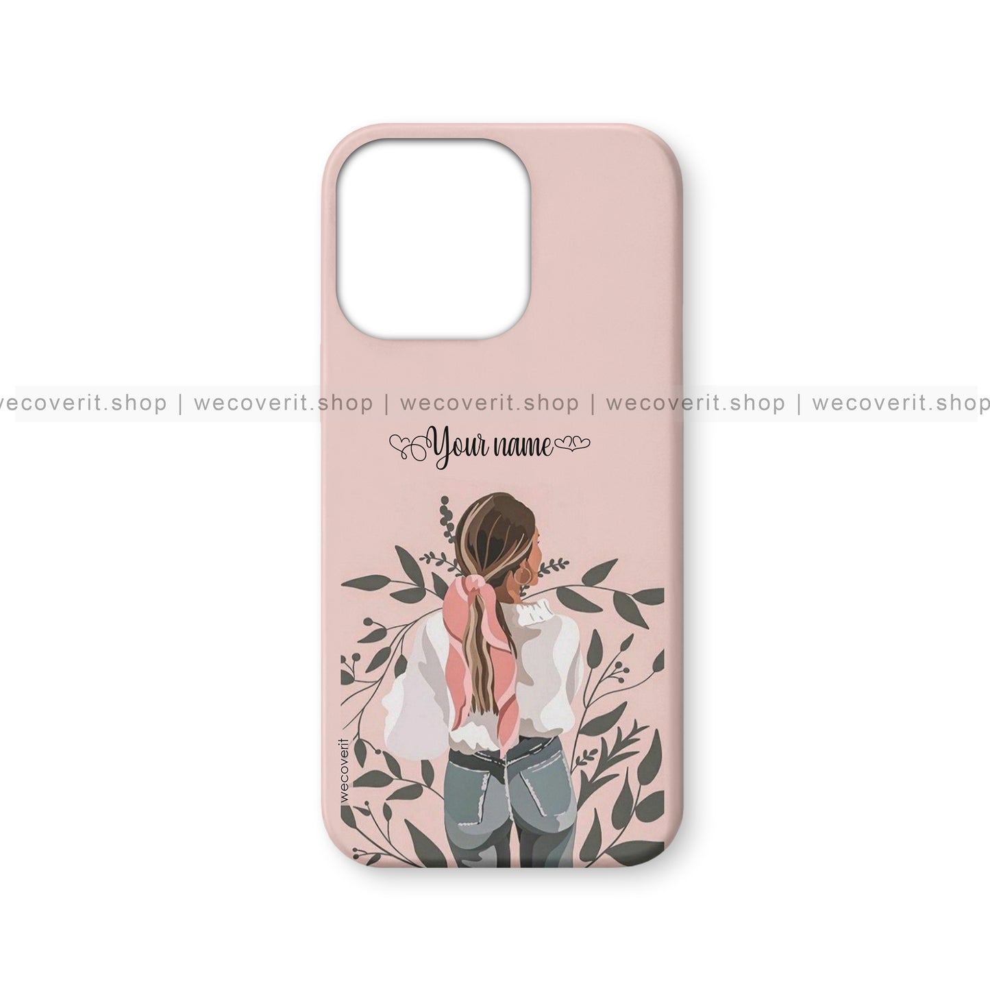 Brown Girl with Leaves Illustration Name Mobile Cover