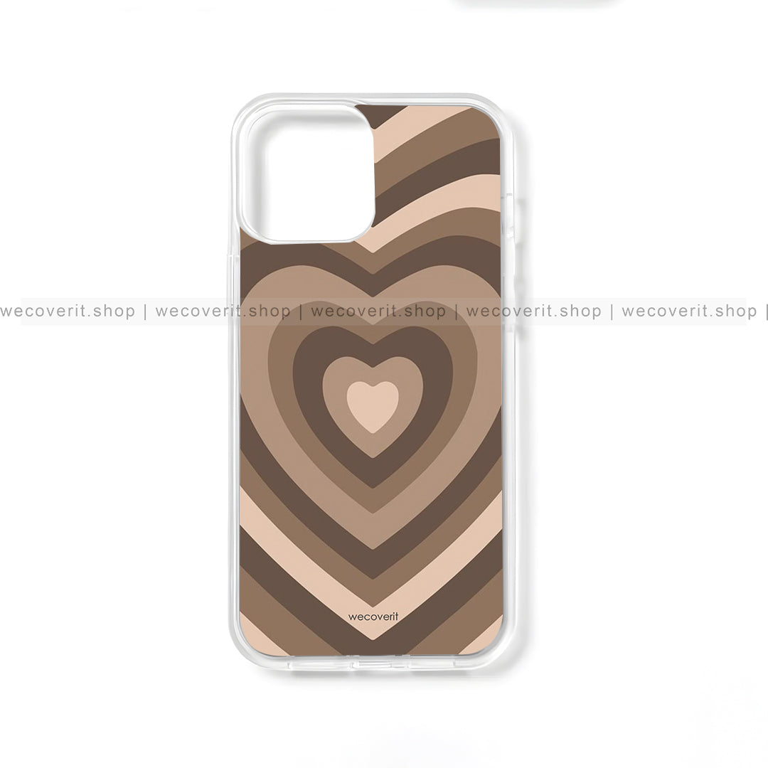 Brown Color Heart Pattern Mobile Cover