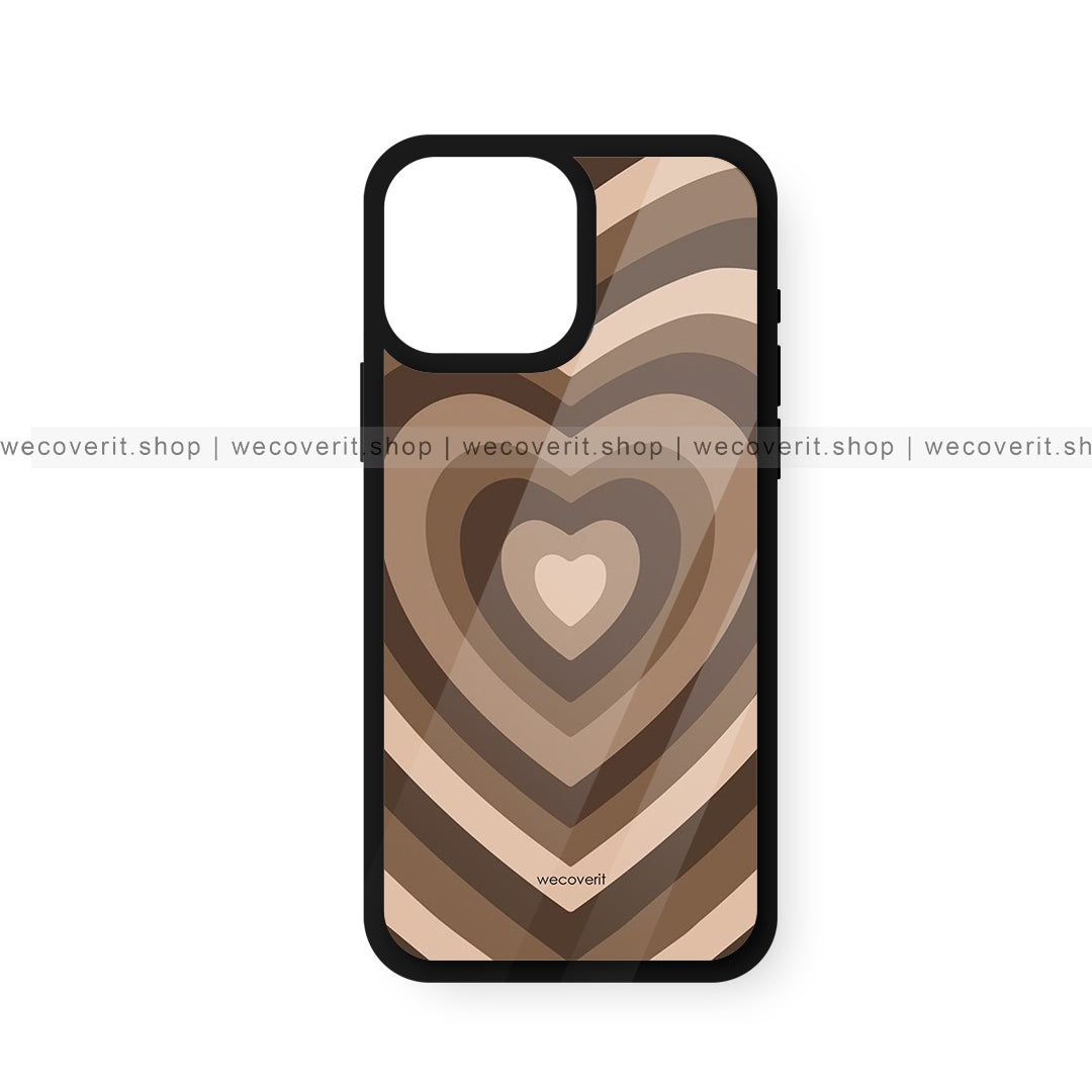 Brown Color Heart Pattern Mobile Cover