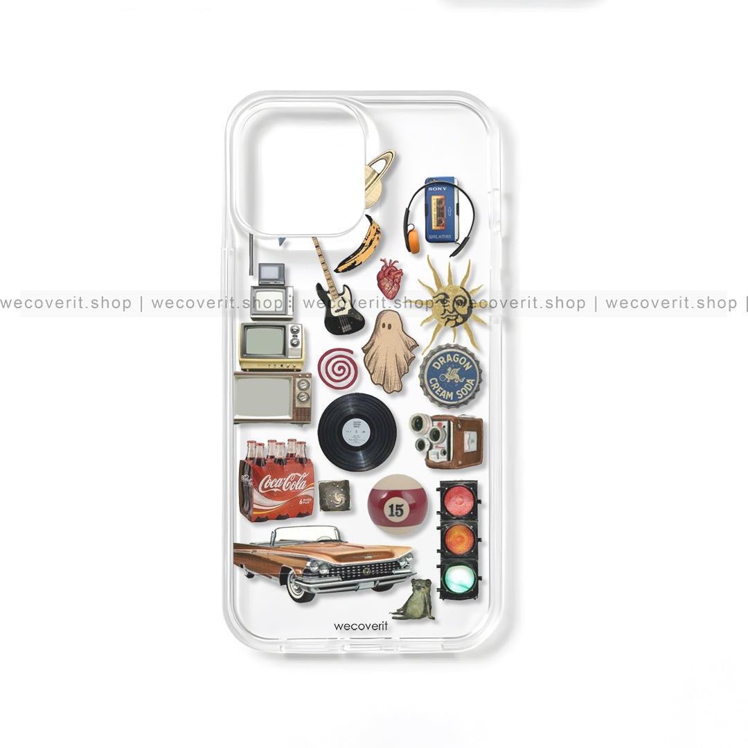 19s Stickers Transparent Mobile Cover
