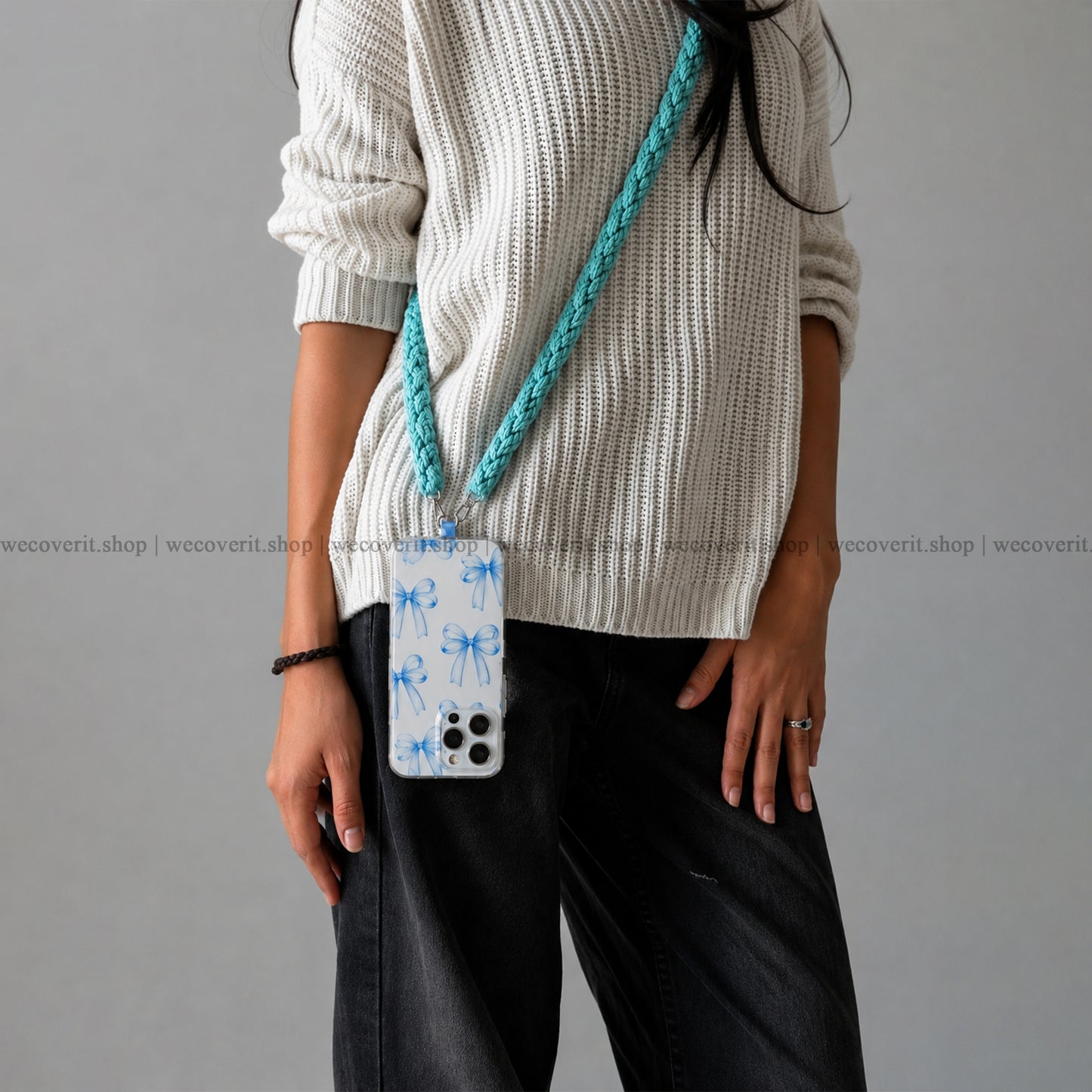 Crochet Light Blue Phone Slings