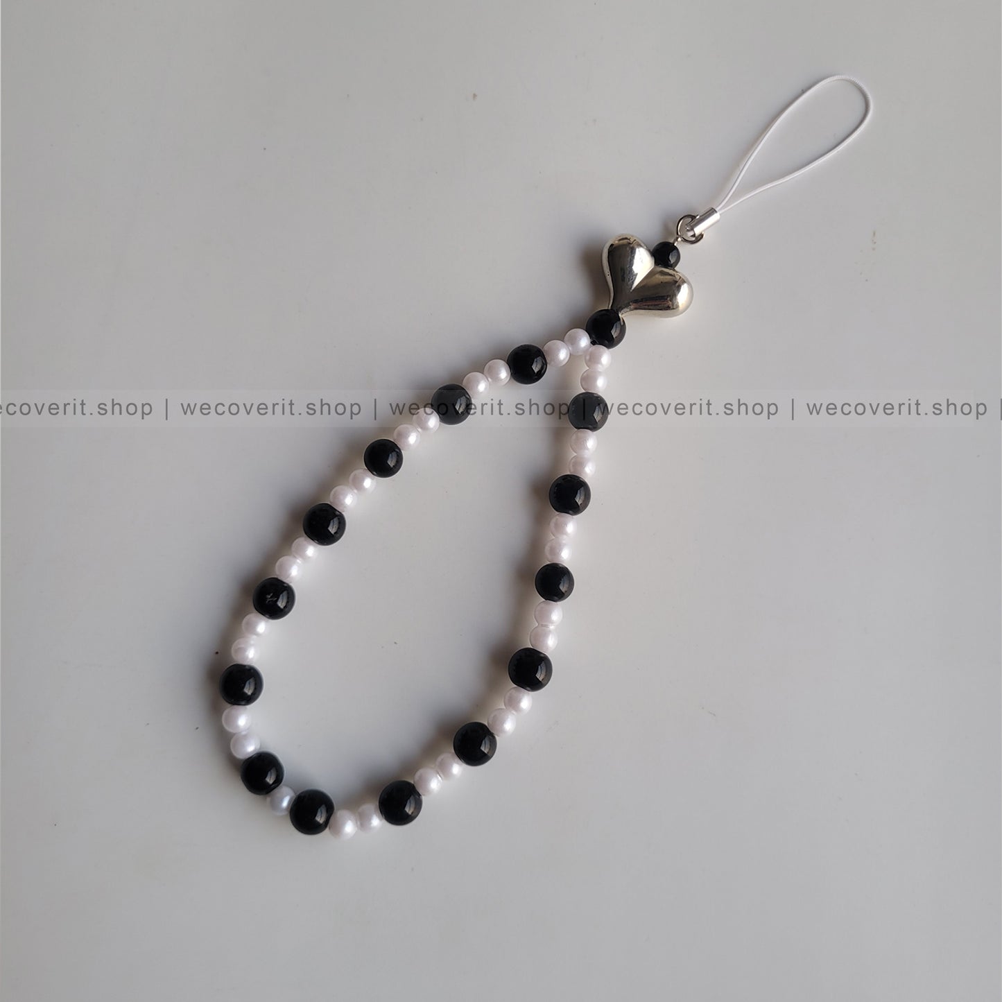 Black & White Pearl Mobile Charm