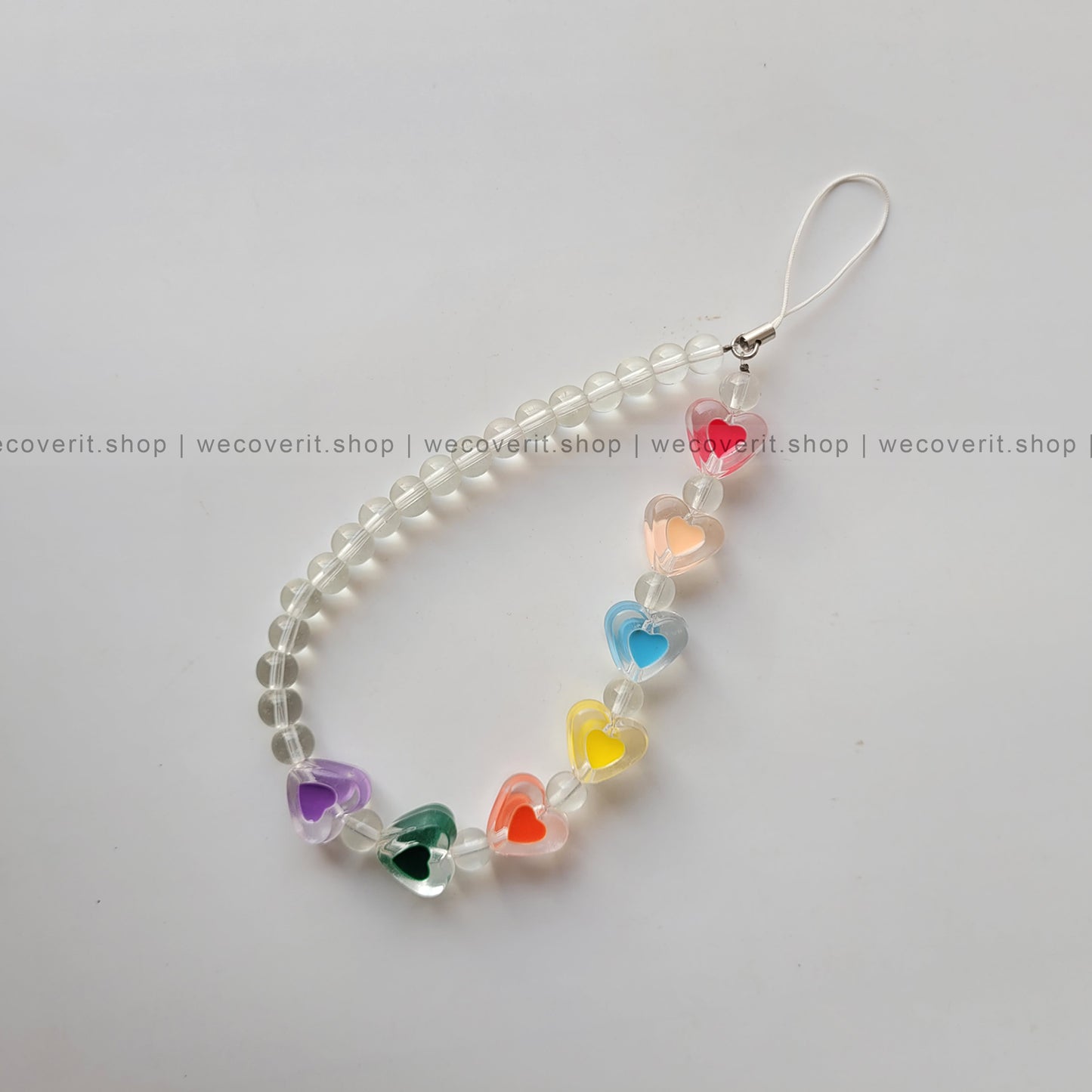 Crystal Hearts Pearl Mobile Charm