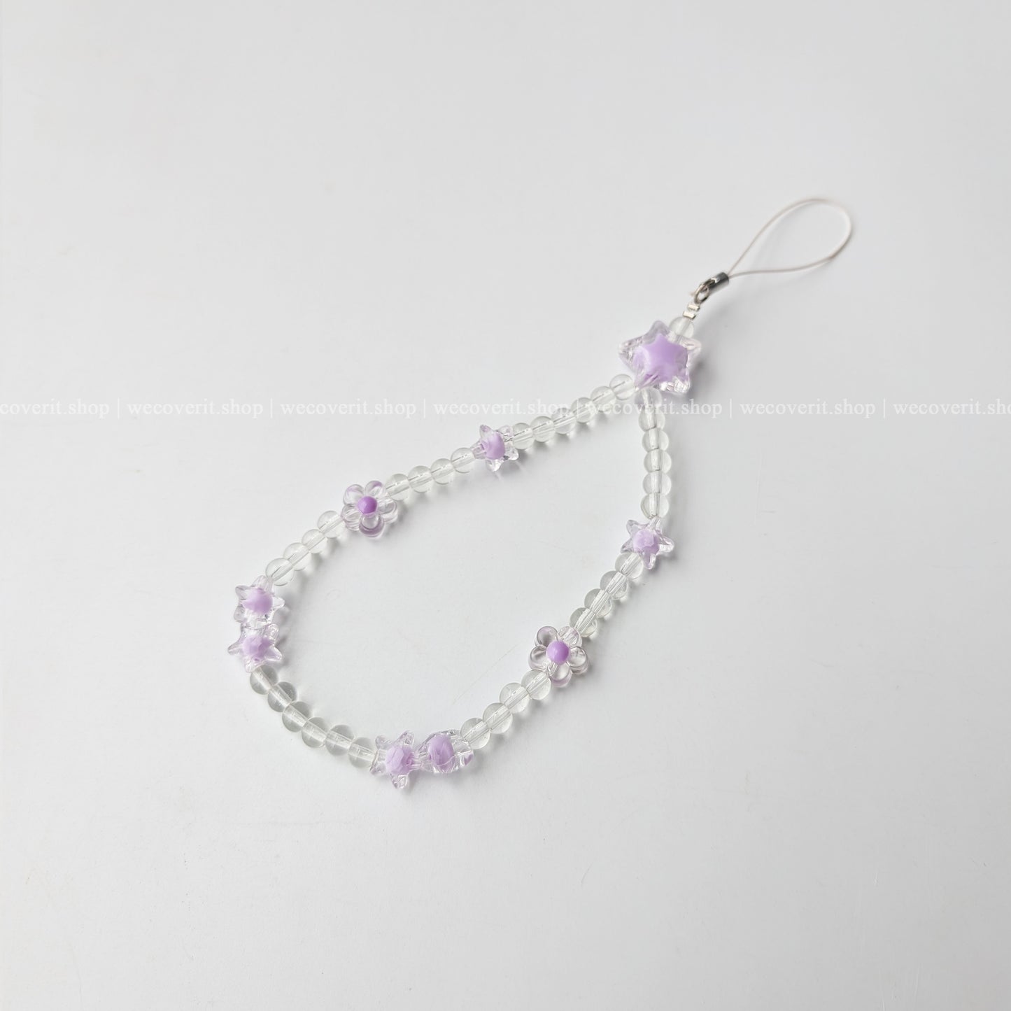 Crystal Star Purple Floral Charm