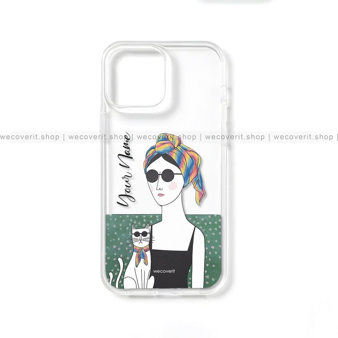 Girl With Cat Transparent Mobile Cover