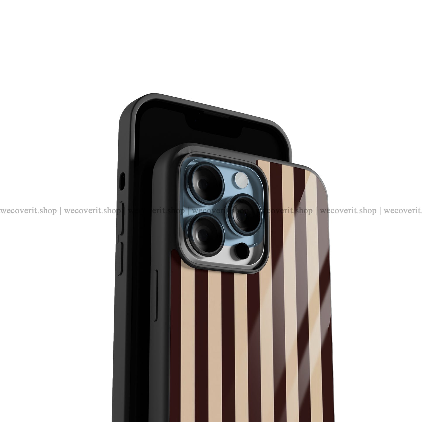 Latte Stripe Aesthetic Premium Glossy Phone Cover