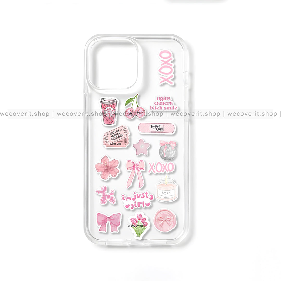 Pink Aesthetic Transparent Mobile Cover
