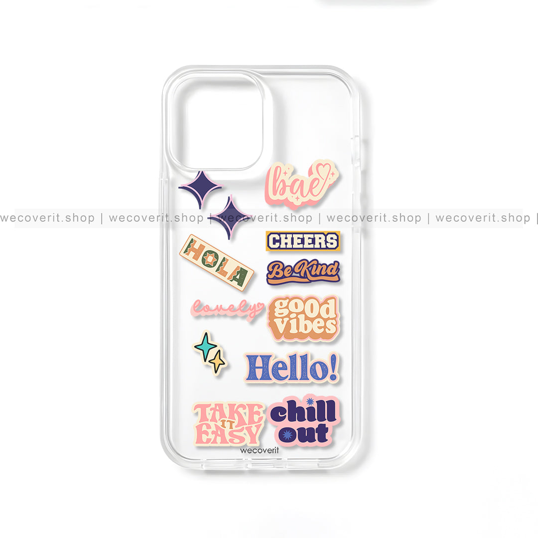 Positive Stickers Transparent Mobile Cover