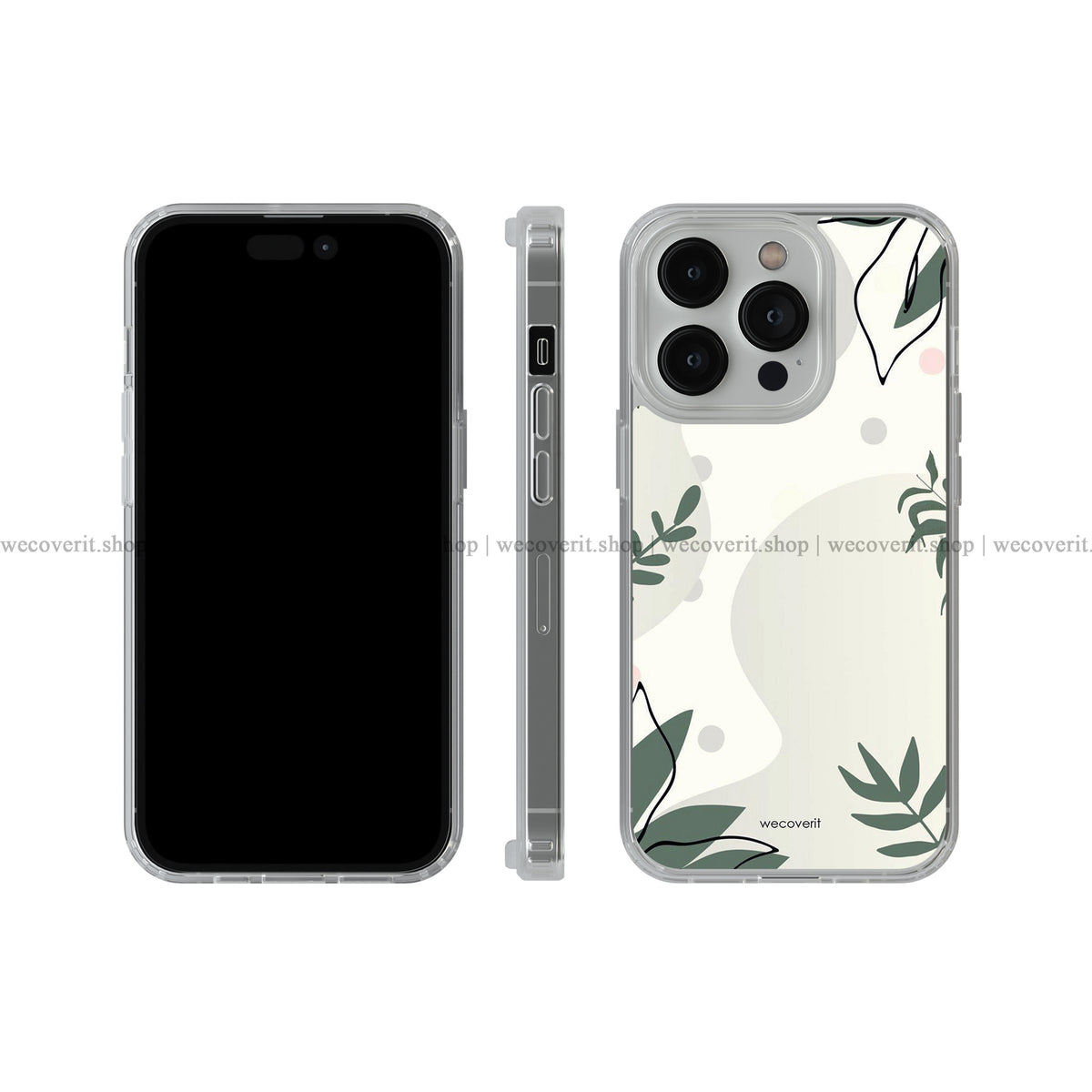Simple Green Leafs Abstract Art Soft Mobile Cover