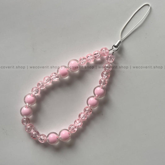 Beige Pink Crystal Glass Mobile Charm