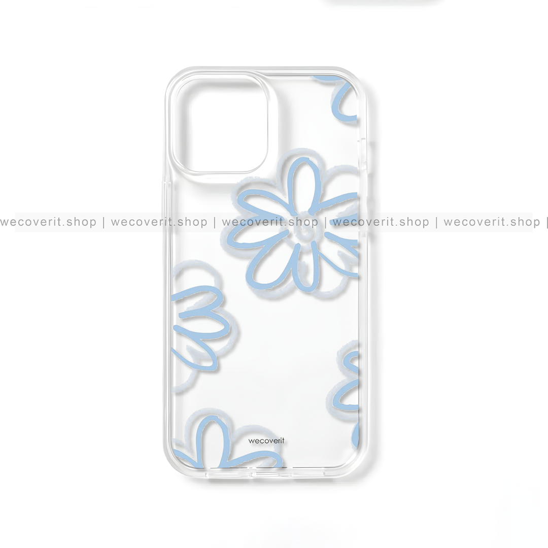 Blue Flowers Transparent Mobile Cover