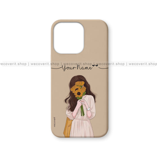Girl Having Flowers Girl Illustration Mobile Cover