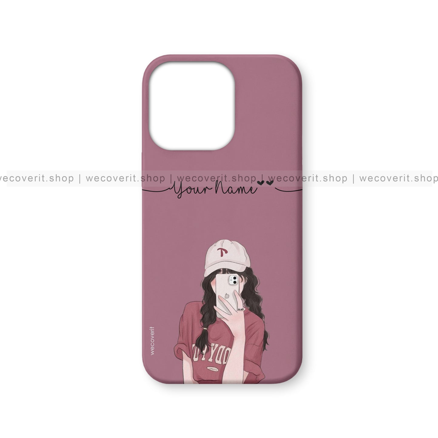 Purple Selfie Girl Illustration Name Mobile Cover