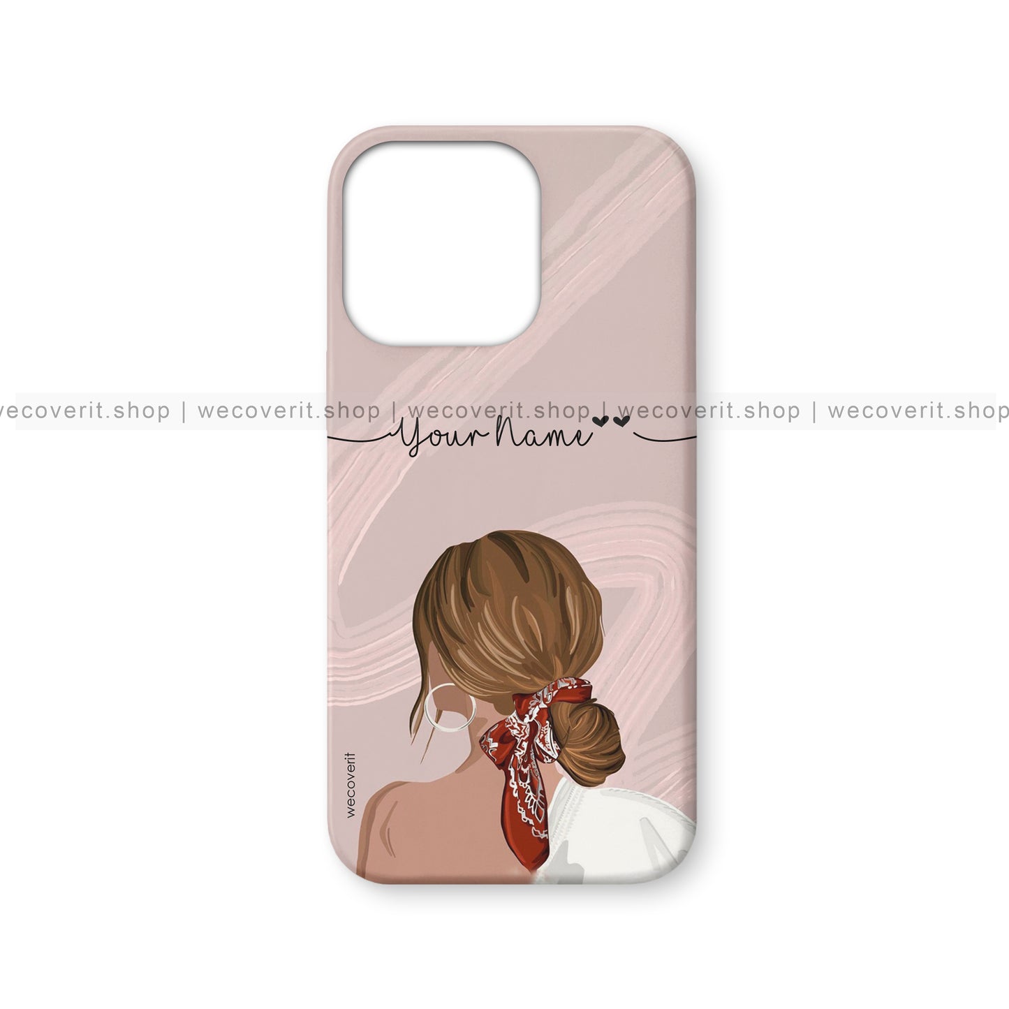 Pinkk Girl with Abstract Design Illustration Name Mobile Cover