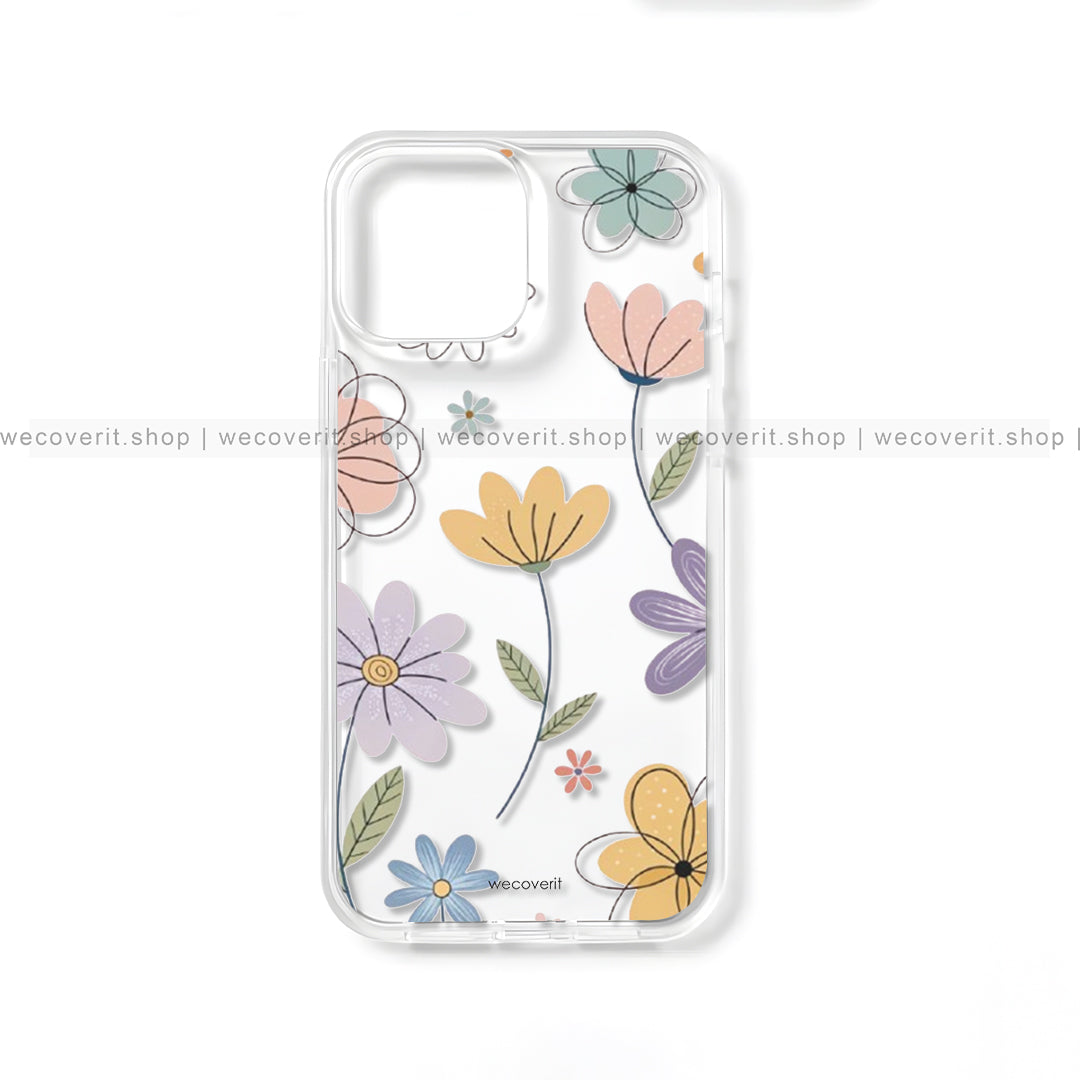 Floral Pattern Transparent Mobile Cover