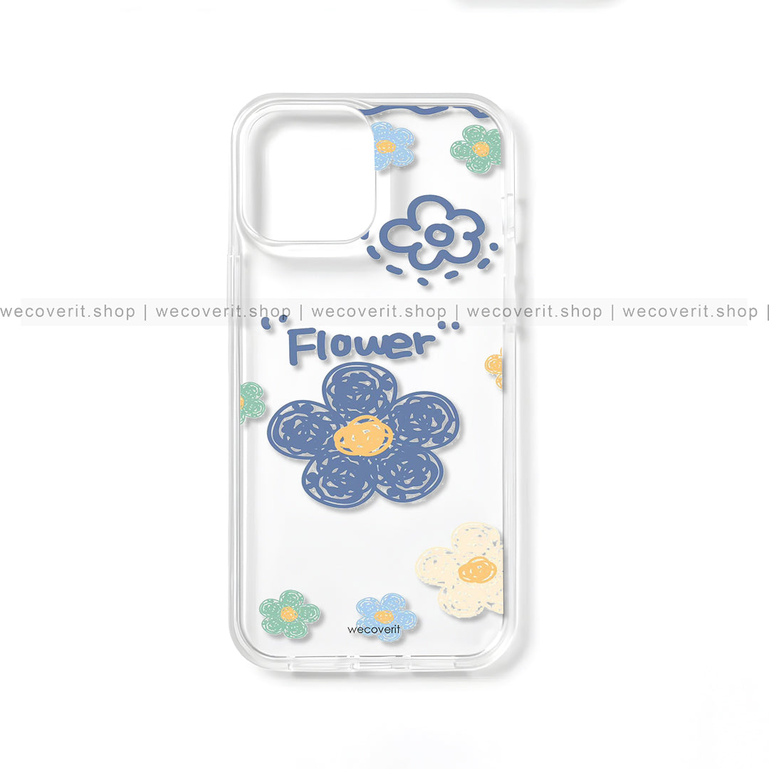 Floral Crayon Art Transparent Mobile Cover