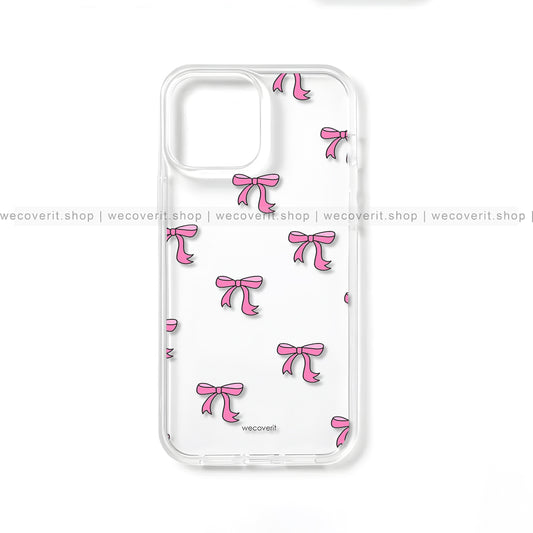 Pink Bow Pattern Transparent Mobile Cover