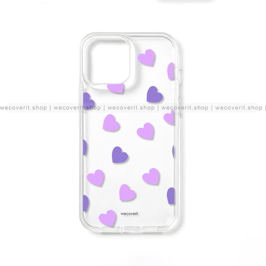 Purple Heart Pattern Clear Transparent Mobile Cover