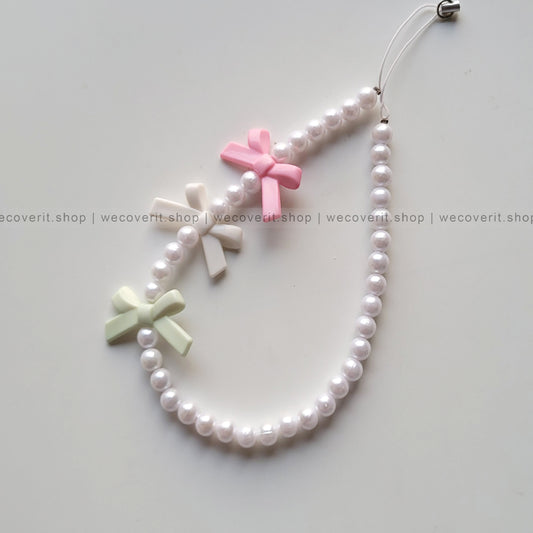 Pastel Bow with Pearl Mobile Charm