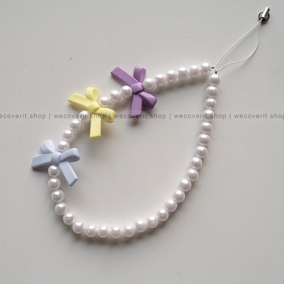 Pastel Bow with Pearl Mobile Charm