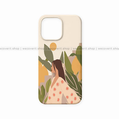 Girl With Nature Illustration Name Mobile Cover