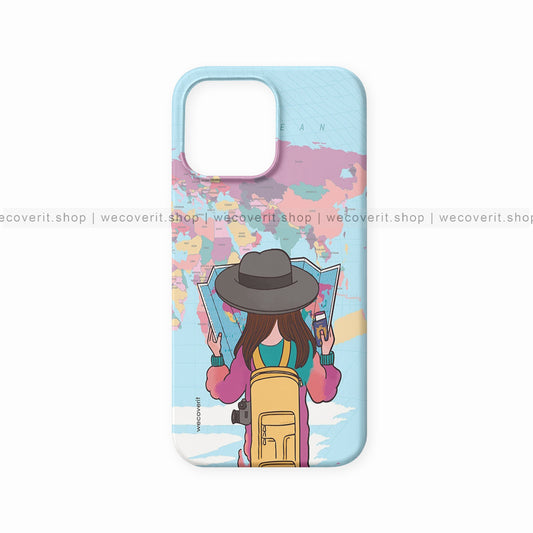 Girl Exploring Map Girl Illustration Mobile Cover