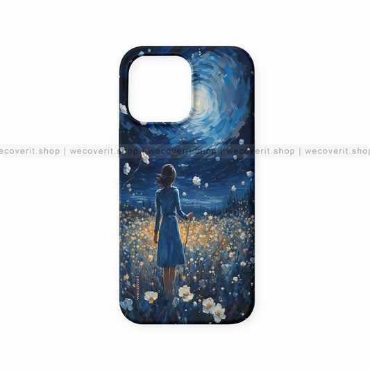 Girl In The Garden Of Flowers At Night Girl Illustration Mobile Cover