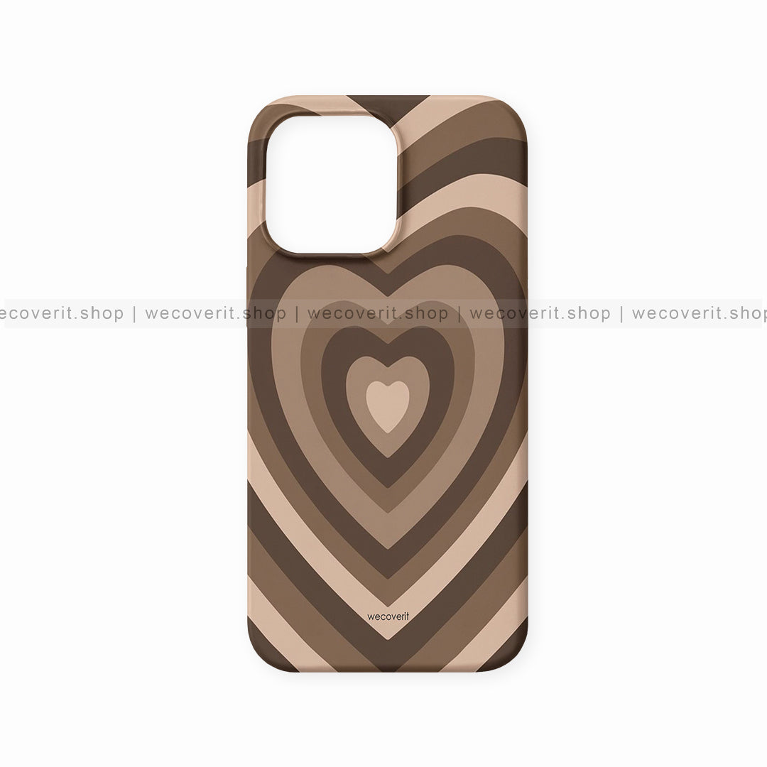 Brown Color Heart Pattern Mobile Cover