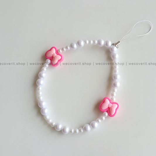 Pink Bow with Pearls Mobile Charm