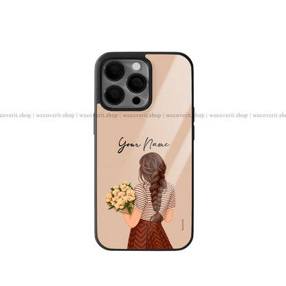 Cottage Bloom Girl Illustration Premium Glossy Phone Cover