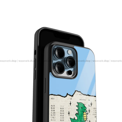 Paper Dino Blue Premium Glossy Phone Cover