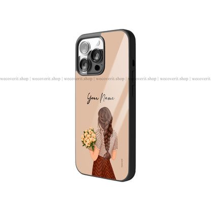 Cottage Bloom Girl Illustration Premium Glossy Phone Cover