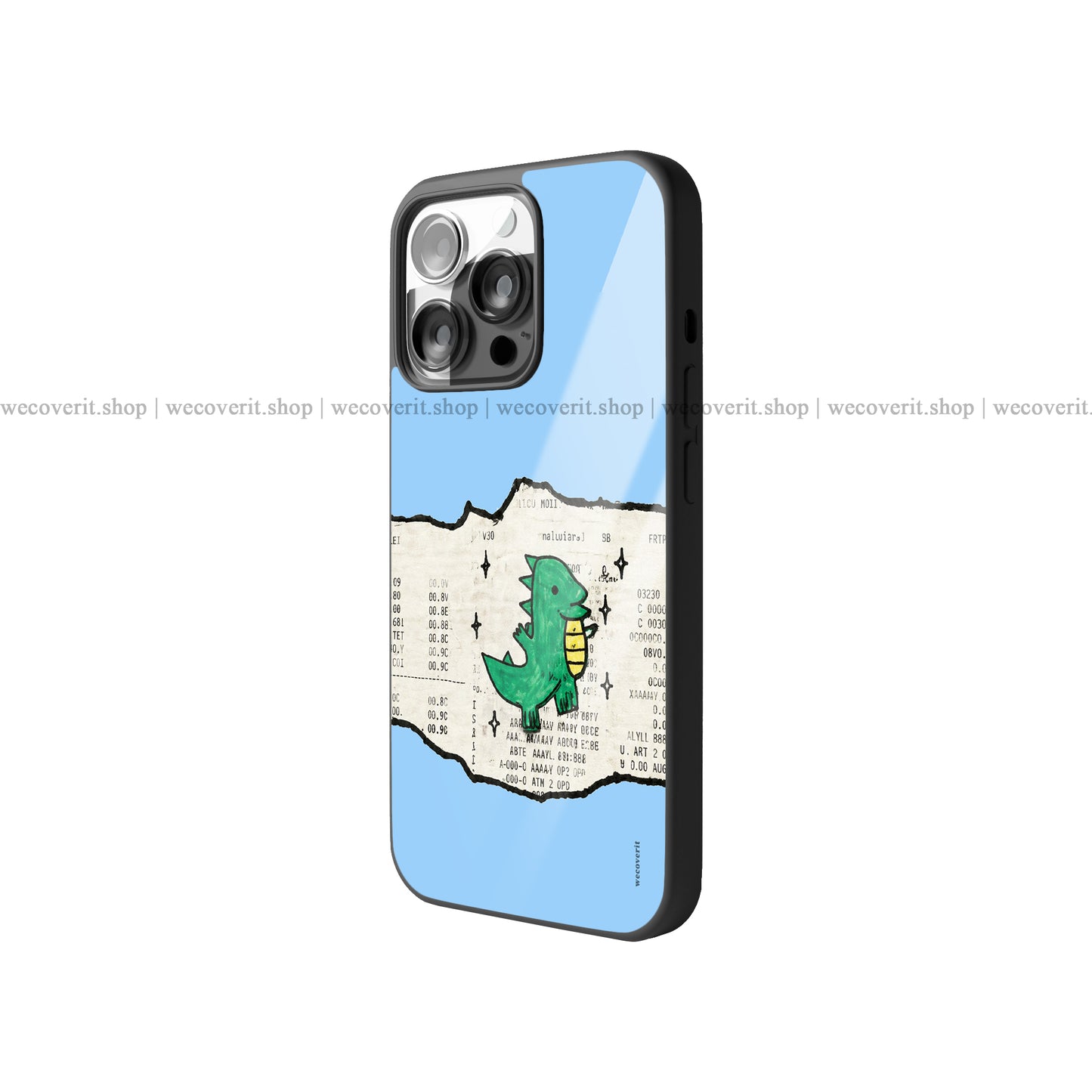 Paper Dino Blue Premium Glossy Phone Cover