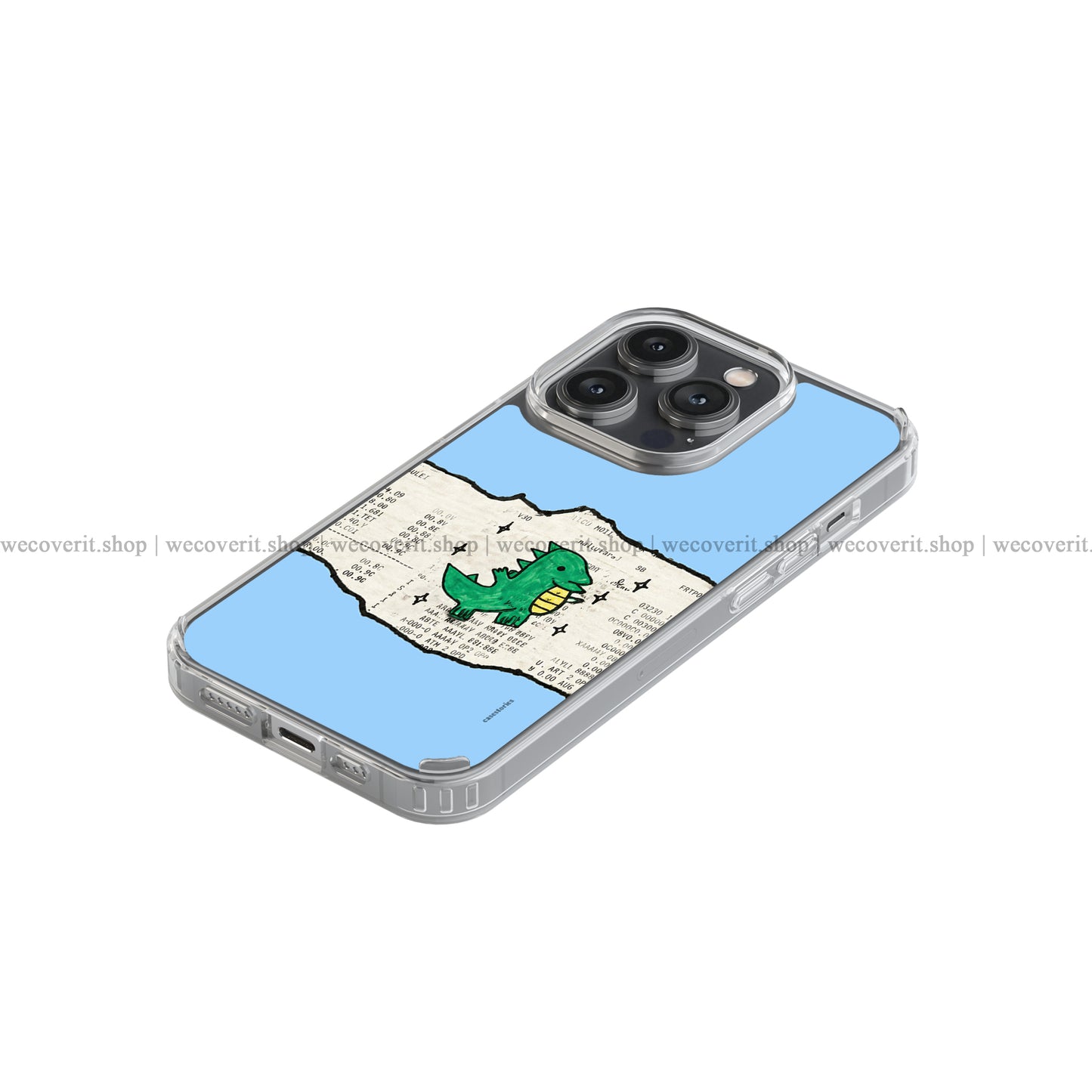 Paper Dino Blue Transparent Mobile Cover