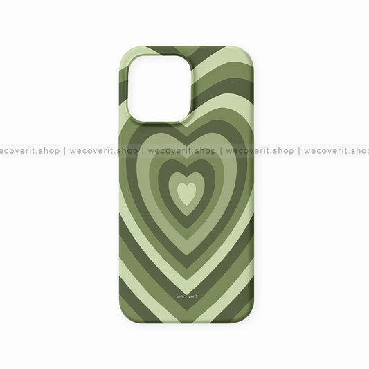 Green Color Heart Pattern Mobile Cover