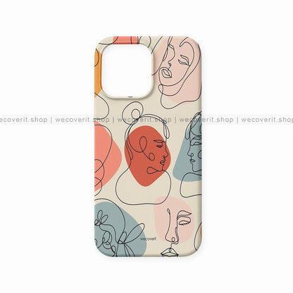 Multiple Line Faces with Doodle Abstract Art Mobile Cover