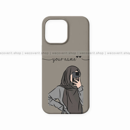 Girl In Hijab Taking Pic Girl Illustration Mobile Cover