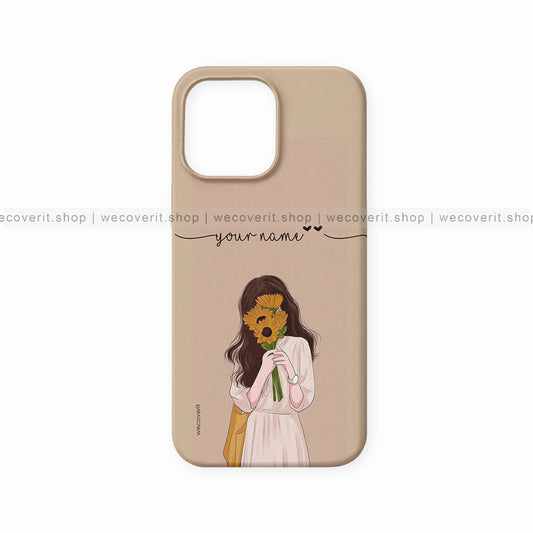 Girl Having Flowers Girl Illustration Mobile Cover