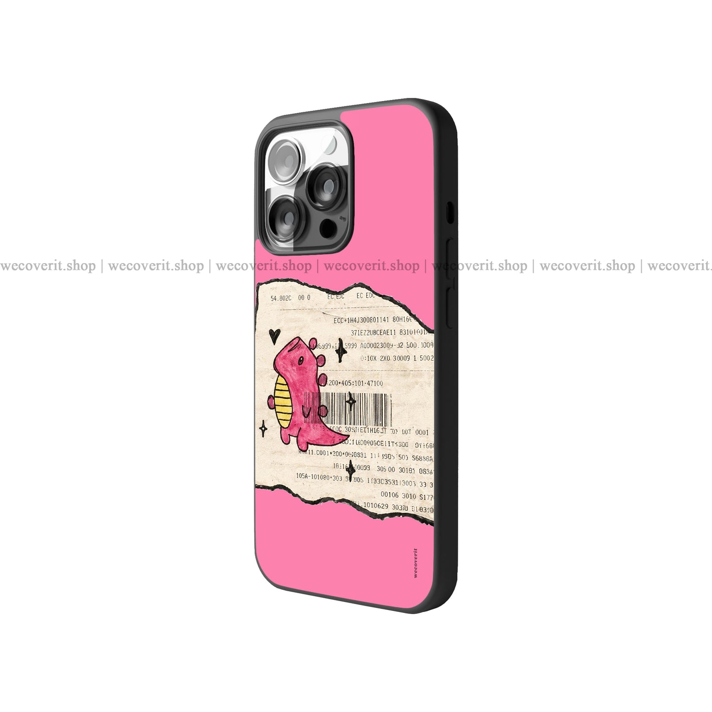 Paper Dino Pink Premium Glossy Phone Cover