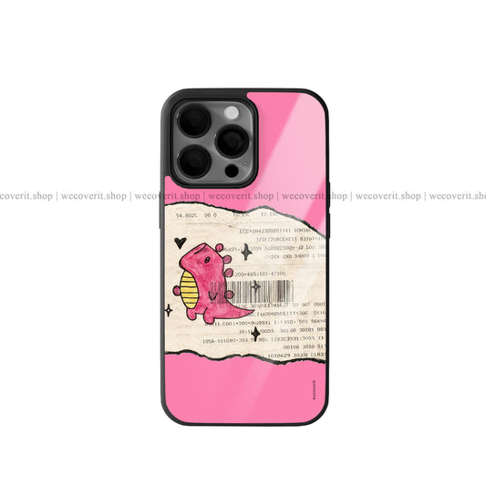 Paper Dino Pink Premium Glossy Phone Cover