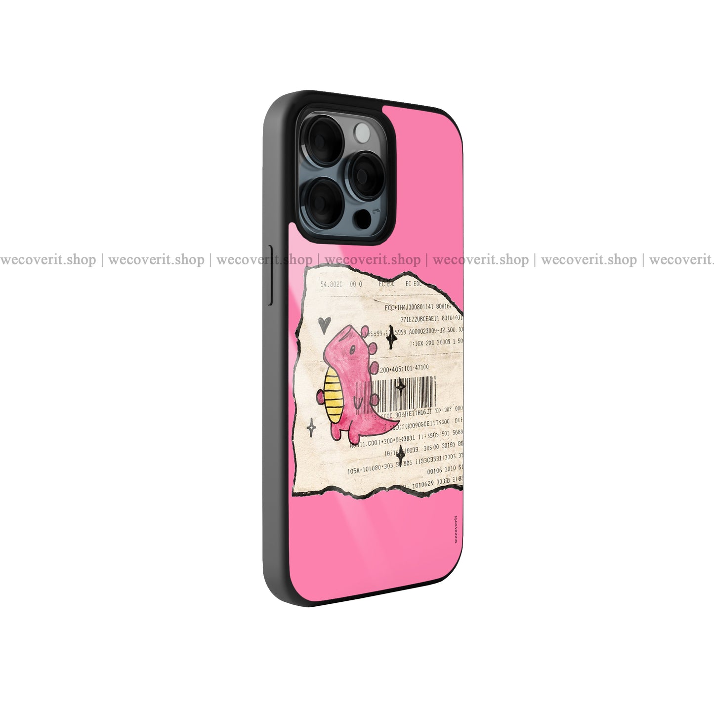 Paper Dino Pink Premium Glossy Phone Cover