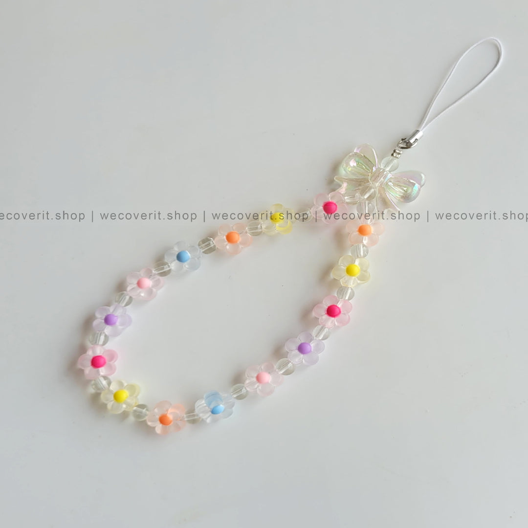 Colorful Flowers with Transparent Bow Mobile Charm