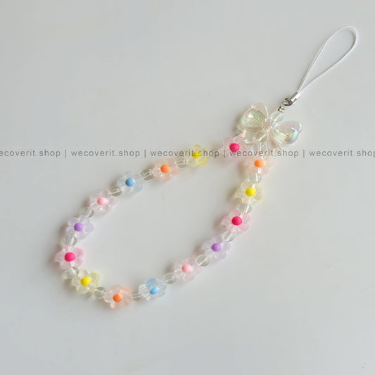 Colorful Flowers with Transparent Bow Mobile Charm