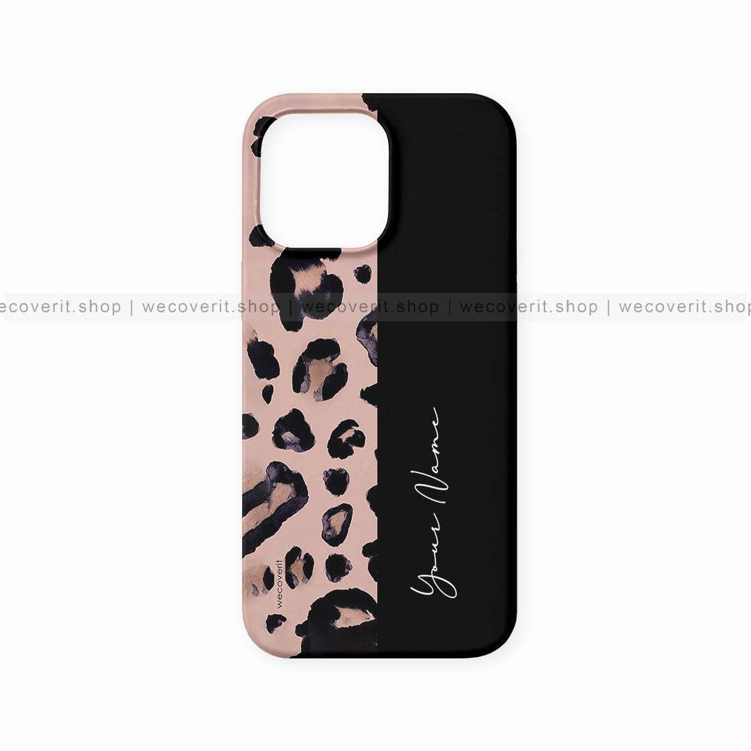 Cheetah Half Print Name Mobile Cover