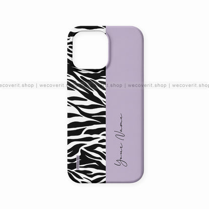 Zebra Half Print Name Mobile Cover