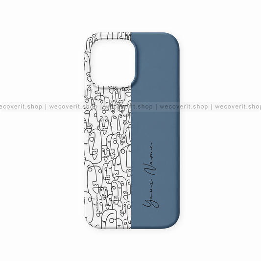 Abstract Faces Half Print Name Mobile Cover