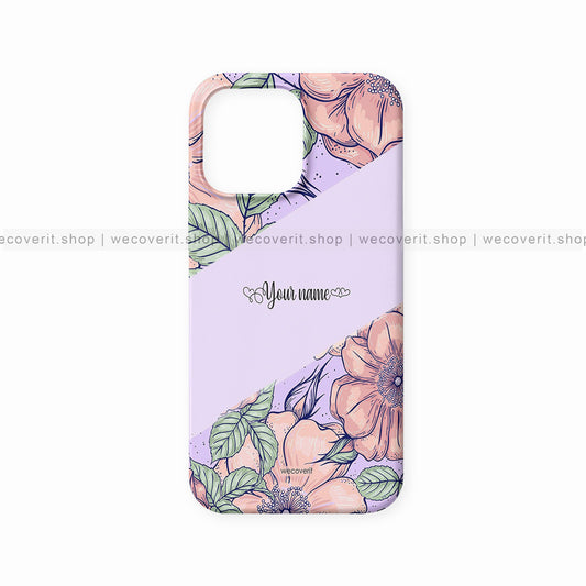 Floral Half Print Name Mobile Cover